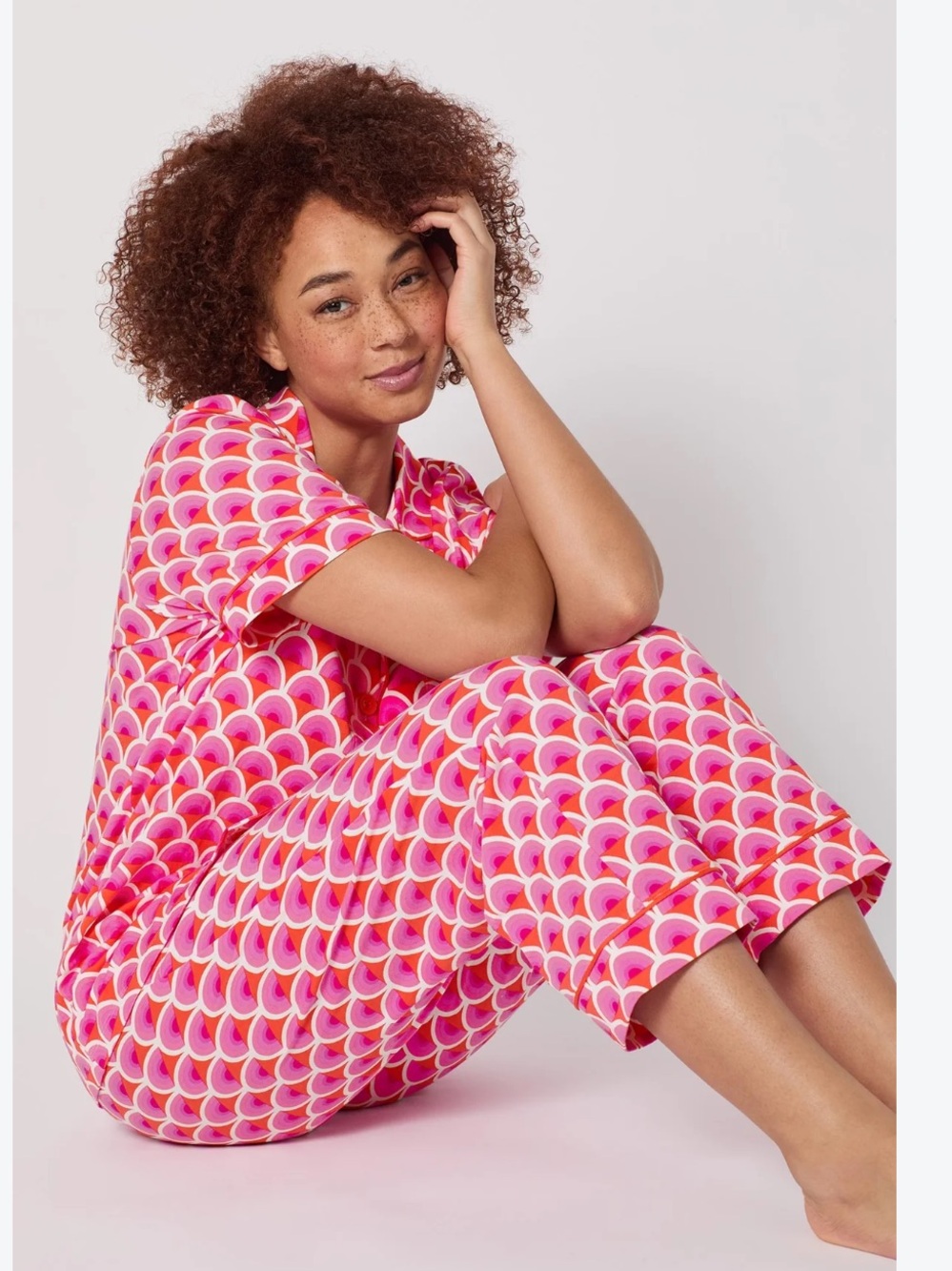 BedHead x Trina Turk XL Scallop Stretch Jersey cropped pj set